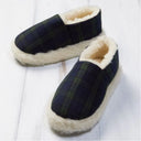 A80008 Woolen Blackwatch Tartan Slippers Side View Gaelsong