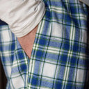 A90026 Blue Tartan Men's Cotton Irish Lounge Pants Pocket Close Up Gaelsong
