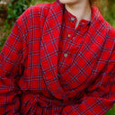 A90028 Women's Irish Cotton Flannel Robe- Royal Stewart Tartan Design Close Up Gaelsong

