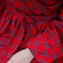 A90028 Women's Irish Cotton Flannel Robe- Royal Stewart Tartan Design Close Up Gaelsong
