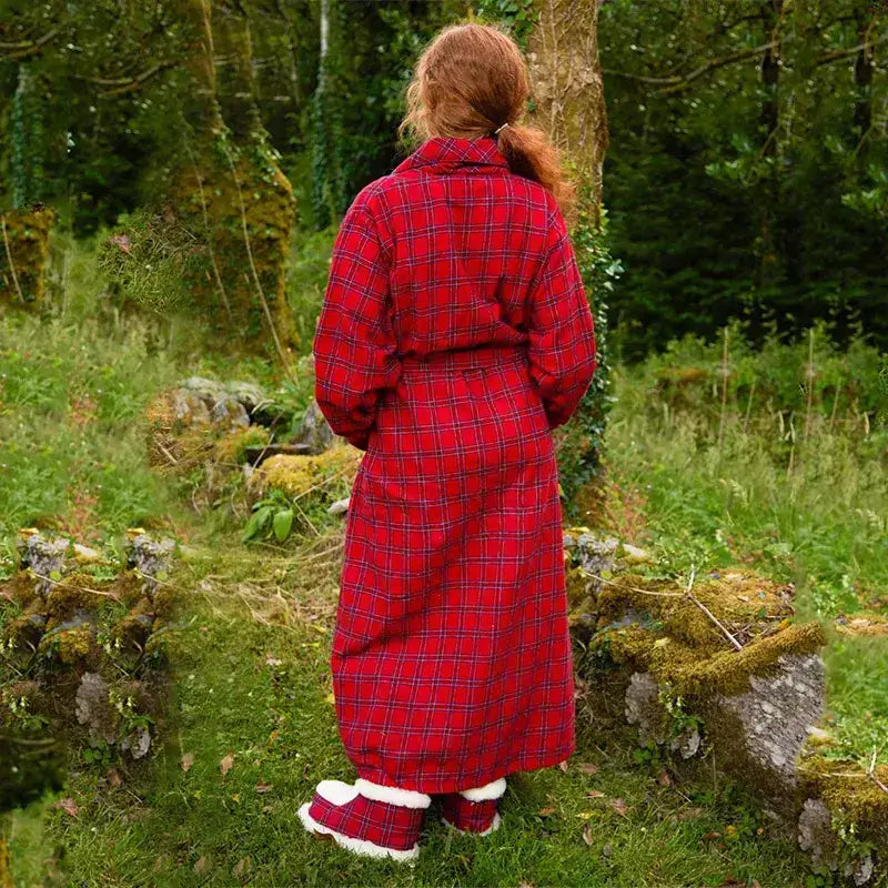 Women's Irish Cotton Flannel Robe- Royal Stewart Tartan Design Women's Irish Cotton Flannel Robe- Royal Stewart Tartan Design