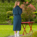 A90029 Women's Irish Cotton Flannel Nightrobe- Blackwatch Tartan Design Back View Gaelsong
