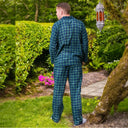 Men's Flannel Pyjamas - Green Blackwatch Tartan Lifestyle Back View Gaelsong