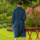 Men's Flannel Nightrobe in Blackwatch Tartan Lifestyle Back View Gaelsong