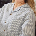 Women's Flannel Pyjama Set - Ivory Stripe Lifestyle Gaelsong