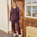 A90059 Women's Flannel Pajamas - Maroon/Navy Check Lifestyle Gaelsong