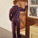 A90060 Flannel Men's Plaid Pajamas - Maroon/Navy Back Side Gaelsong