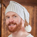 A90061 Flannel Men's Sleeping Nightcap - Black Stripes Gaelsong