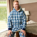 Men's Irish Flannel Oversized Lounge Hoodie - Blue Check Lifestyle Gaelsong