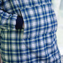 A90066 Men's Irish Flannel Oversized Lounge Hoodie - Blue Check Front Pocket Gaelsong