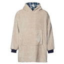 A90066 Men's Irish Flannel Oversized Lounge Hoodie - Blue Check Reverse Side Gaelsong