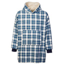 A90066 Men's Irish Flannel Oversized Lounge Hoodie - Blue Check Studio Gaelsong