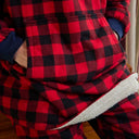 A90067 Women's Irish Fluffy Lounge Hoodie - Red/Black Check Front Pocket Gaelsong