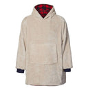 A90067 Women's Irish Fluffy Lounge Hoodie - Red/Black Check Reverse Side Gaelsong