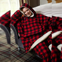 Women's Irish Fluffy Lounge Hoodie - Red/Black Check Lifestyle Gaelsong