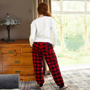 A90069 Women's Cotton Tartan Lounge Pants - Red/Black Check Back Side Gaelsong