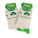 Traditional Aran Knit Cotton Socks Set of 2 With Shamrock White Gaelsong