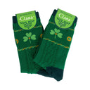 Traditional Aran Knit Cotton Socks Set of 2 With Shamrock Green Gaelsong