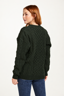 Women's Crew Neck Aran Sweater with Pockets