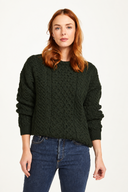 Women's Crew Neck Aran Sweater with Pockets