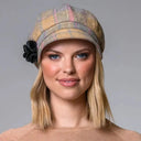 B10134 ORANGE PINK Countryside Plaid Irish Newsboy Wool Cap Gaelsong

