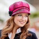 B10134 RED PINK Countryside Plaid Irish Newsboy Wool Cap Gaelsong
