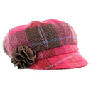 B10134 RED PINK Countryside Plaid Irish Newsboy Wool Cap Gaelsong
