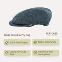 B10147 Gents Herringbone Irish Tweed Kerry Cap Blue Gaelsong
