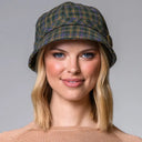 B10156DRKBLUEGREEN Ladies Irish Tweed Flapper Cap Blue Green Gaelsong
