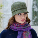 B10156GREEN Ladies Irish Tweed Flapper Cap Green Gaelsong
