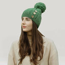 Luxurious Merino Button Pom-Pom Irish Hat Studio Green Gaelsong
