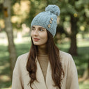 Luxurious Merino Button Pom-Pom Irish Hat Lifestyle Grey Gaelsong
