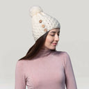 Luxurious Merino Button Pom-Pom Irish Hat WhiteGaelsong
