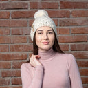 Luxurious Merino Button Pom-Pom Irish Hat Lifestyle White Gaelsong
