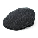 B10165 Gents Irish Tweed Driving Cap Charcoal Herringbone Side View Gaelsong
