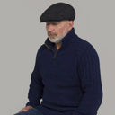 B10165 Gents Irish Tweed Driving Cap Charcoal Herringbone Gaelsong
