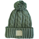 Aran Cable Knit Bobble Hat - Thyme Green Studio  Gaelsong
