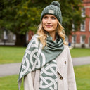 Aran Cable Knit Bobble Hat - Thyme Green Lifestyle Gaelsong
