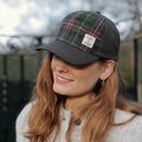 B10254 Handwoven Harris Tweed Baseball Cap Green Plum Lifestyle Gaelsong

