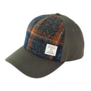 B10254 Handwoven Harris Tweed Baseball Cap Grey Rust Overcheck Gaelsong