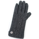 Ladies Woolen Cable Knit Aran Gloves - Charcoal Gaelsong