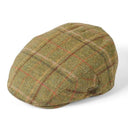  Men's Waterproof Tweed Flat Cap Green & Brown Overcheck Gaelsong