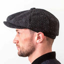 Herringbone Men's Paperboy Hat in Charcoal Gaelsong