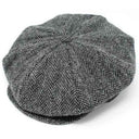 B10306 Traditional Eight Panel Irish Newsboy Cap Grey Herringbone Gaelsong
