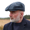 B10306 Traditional Eight Panel Irish Newsboy Cap Navy Aqua Gaelsong
