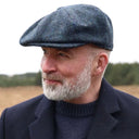 B10306 Traditional Eight Panel Irish Newsboy Cap Navy Herringbone Lifestyle Gaelsong
