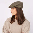B10334-KHAKI Ladies Irish Linen Vintage Style Flat Cap Lifestyle Gaelsong