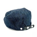 B10336 Handmade Harris Tweed Herringbone Flat Cap Blue Adjustable Popper Gaelsong
