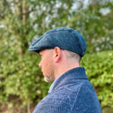 B10336 Handmade Harris Tweed Herringbone Flat Cap Blue Lifestyle Gaelsong
