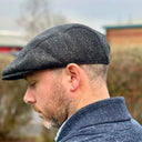 B10336 Handmade Harris Tweed Herringbone Flat Cap Charcoal Lifestyle Gaelsong
